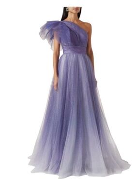 Mac Duggal One-Shoulder Lavender Purple Tulle Gown
